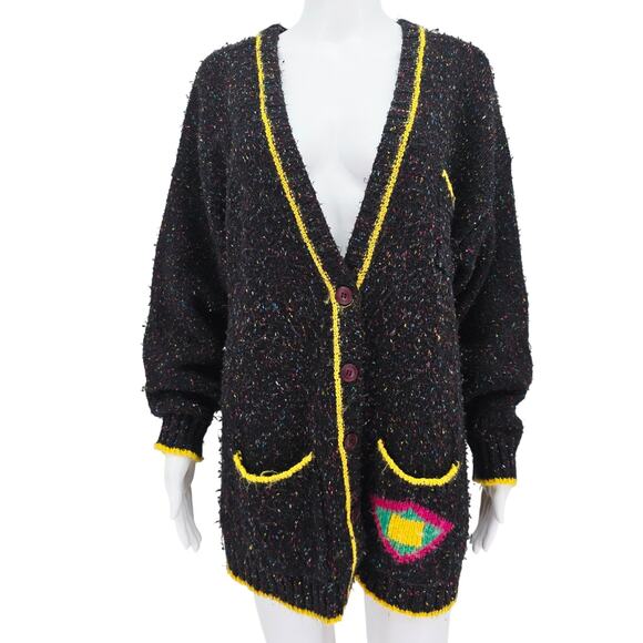 Vintage Liz Sport V-neck Cardigan Sweater Black L - Picture 1 of 8
